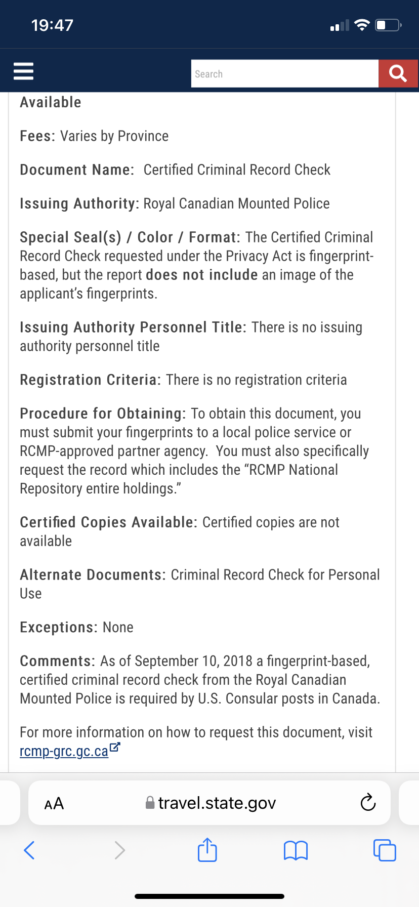 Certified Criminal Record Check Experience Canada Visajourney 6885